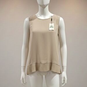 Calvin Klein Beige Pleated Hem Blouse